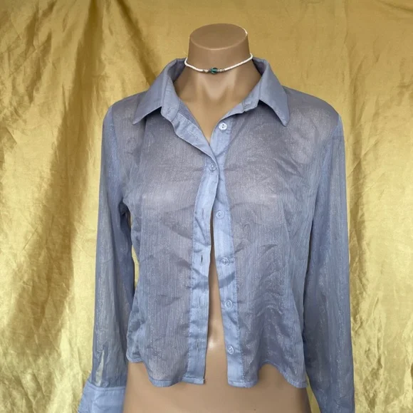 Cr y Baby sparkly sheer button down - Picture 3 of 5